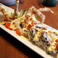 Umi Roll (12) · Shell crab, cucumber ,avocado,  and with.eel sauce spicy mayo sauce