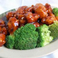 General Tao'S Chicken, Tofu, Or Shrimp · Juicy white meat fried chicken, tofu, or shrimp in chef's special sweet sauce. Served with s...
