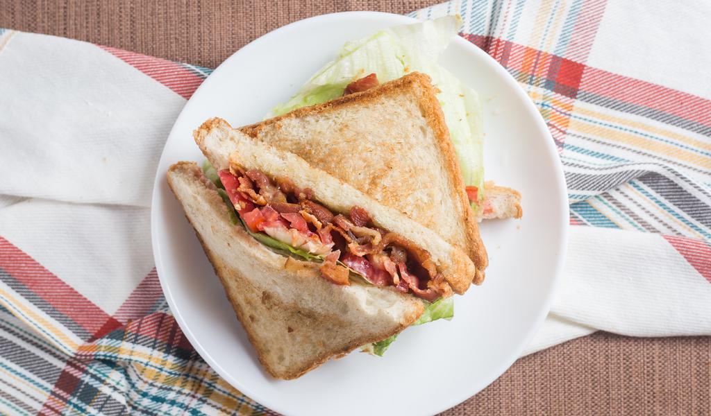 Blt Sandwich · Bacon, lettuce and tomato with mayo on toast.