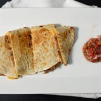 Barbacoa Quesadillas · Grilled Folded Tortilla, Sauteed Onions, Melted Cheese, Sour Cream, Pico de Gallo.