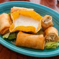 4 Pieces Jalapeño Baby Chimis · Jalapeno and cream cheese filled mini chimichangas served with cool cucumber ranch for dippi...