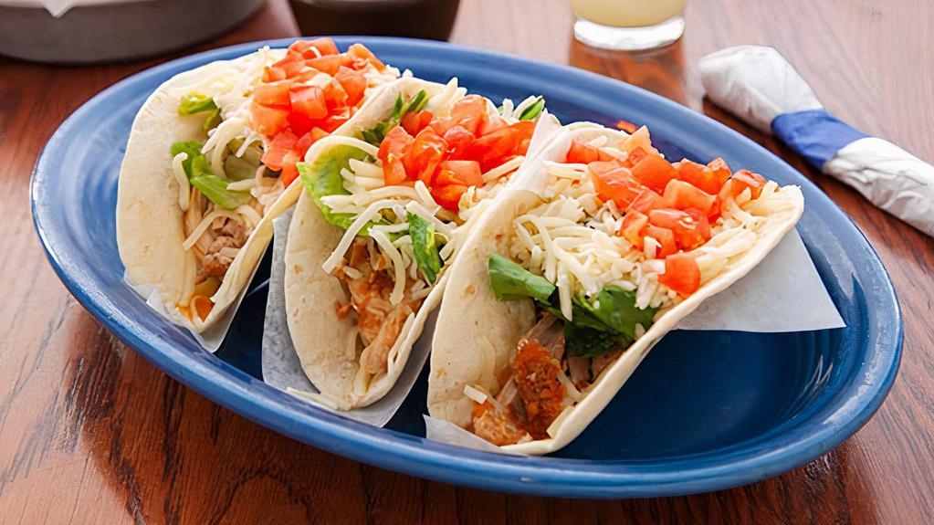 3 Tacos Americano · Most popular. Served with lettuce, tomatoes, and cheese.