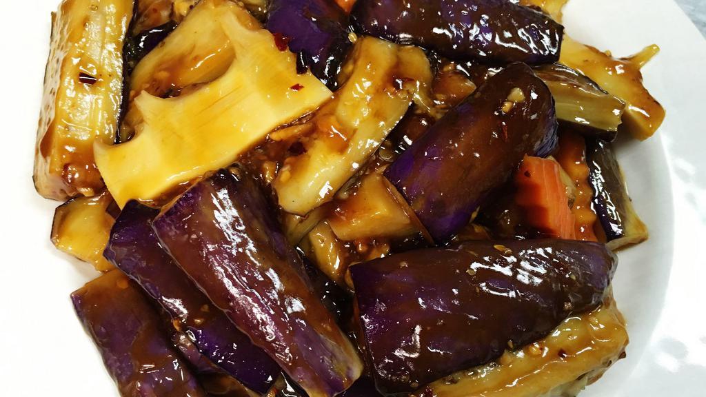 Chinese Eggplant In Garlic Sauce · Spicy. Served with white rice or brown rice. Hot and spicy.