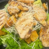 Chicken Caesar Salad · Romaine lettuce parmesan cheese and croutons chicekn.