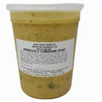 Broccoli Cheddar Soup (Refrigerated) · 32 oz. 230 cal per cup (241 g). Vegetarian. Contains: milk, wheat. This hearty broccoli soup...