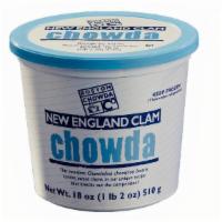 New England Clam Chowda (Frozen) · 18 oz. cup | 310 cal per cup (241 g). Contains: milk, wheat. HALF & HALF (milk, cream), CLAM...