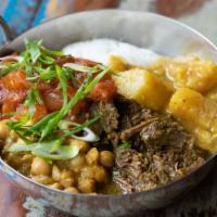 Curried Beef With Veggie Bowl · Curried beef with potatoes, channa and eggplant choka. Includes jasmine rice and cucumber sa...
