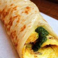 Anda · Indian Spiced Egg Omelette, Fresh Mint-Coriander Chutney, Red Onions
