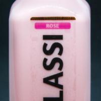 Rose Lassi · Traditional Yogurt drink with the blend of Rose Syrup (12oz Bottle)