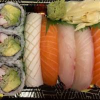 Sushi Lunch · Six pieces of assorted sushi with spicy tuna or California roll.