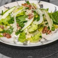 Blue Apple · Chopped Romaine, Citrus Fennel, shredded Green Apples, Blue Cheese crumbs and Candied Pecans...