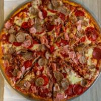 The Meat Lover Pizza (Thin Crust Sicilian) · Pepperoni, bacon, sausage, ham, pizza sauce and mozzarella cheese.
