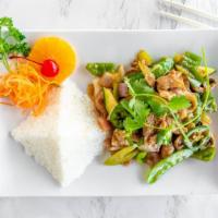 Jalapeno Beef · Stir-fried beef with jalapeno, bell pepper, onion, and fresh veg in house special sauce. Ser...