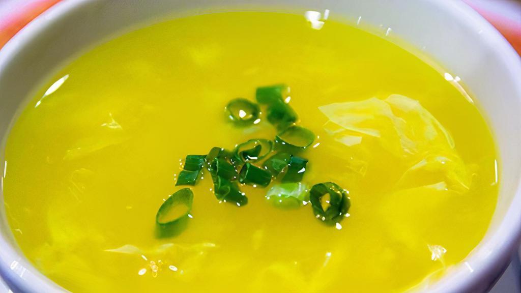 Egg Drop Soup (Large) · Crispy noodle soup.