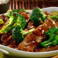 Beef Broccoli · Served with steamed rice.