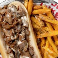 Cheesesteak Combo (Junior) · American, chez whiz, or mild provolone. Served with 21 oz drink and plain fries.
