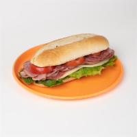 Italian Sandwich · Salami, ham, capicola, tomato, lettuce, and onion on an Italian roll.