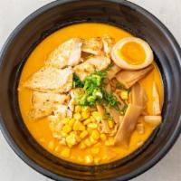 Tantan Ramen  · Spicy. Tantan soup, ramen with grilled chicken, marinated soft boiled egg, corn, bamboo shoo...
