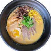 Curry Ramen  · Mild Spicy. Curry soup, ramen with sliced beef, marinated soft boiled egg, kikurage mushroom...
