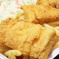 Fish & Chips · Served with fries, tartar sauce and coleslaw.