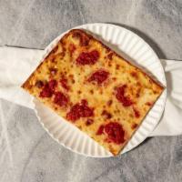 Sicilian Tomato Pie · Thick crust square pizza with our homemade marinara sauce ( No cheese ).