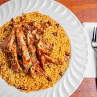 Grilled Chicken · regular, Curry, Jerk, or honey bbq.
comes with yellow rice and mixed veg