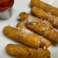 Mozzarella Sticks · Who can resist the stringy cheesy goodness of the golden fried mozzarella cheese sticks. Ser...