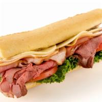 All-Meat Baguette · Oven-roasted turkey breast, thinly sliced roast beef, carved signature ham, provolone, lettu...