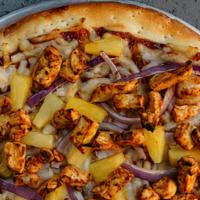 Bbq Chicken Pizza 12” · Vegan cheese topped with Pineapple, chicken tossed in our own house-made BBQ sauce.