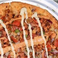 Chipotle Chicken Pizza 12” · Vegan cheese , topped with chicken on top of our creamy chipotle sauce topped with fresh pic...