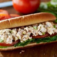 Tuna Fish Sub · With lettuce tomato mayonnaise and pickles.