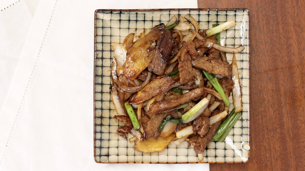 Mongolian Beef · Ginger, scallion and onion.