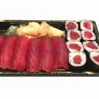 Tuna Love · 6 pieces of tuna nigiri and tuna roll.