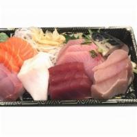 Sumo Sashimi · Chef's 18 pieces assortment. Served with miso soup.
