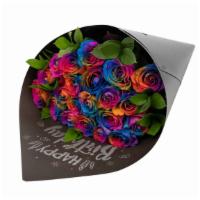 24 Luxury Rainbow Roses Wrap Bouquet · 24 Stems rainbow roses wrapped in black paper bouquet