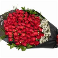 100 Red Roses Wrap Bouquet · 100 Premium long stem red roses