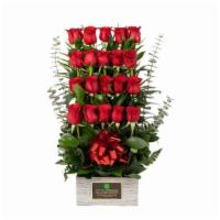 Romania Rows · 20 Stem Red Roses Design into level rows