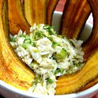 Crab Guacamole · Blue crab meat, avocado, grilled golden pineapple, roasted jalapeños, fresh lime juice, extr...