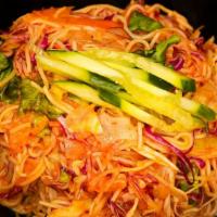 Bibim Noodles · Korean thin noodles mixed with vegetables and spicy gochujang (Korean pepper paste) sauce.