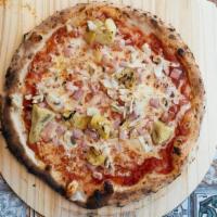 Capricciosa · San Marzano tomato sauce, mozzarella cheese, artichoke, mushroom, ham, parmesan, olive oil, ...