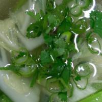 Glass Noodle Soup · Shrimp and bean thread noodle with mixed vegetables in a clear broth.
