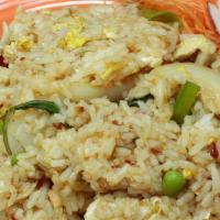 Spicy Basil Fried Rice · Spicy. Basil leaves, egg, onion and bell pepper with chili sauce.