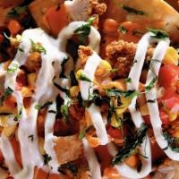 Grilled Chicken Nacho · Nacho Chips, melted cheese, black beans, lettuce, Pico de Gallo, chicken, Sour cream, Salsa ...