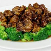 Crispy Tangerine Beef (Lunch Special) 🌶 · 蜜汁陳皮牛 — Crispy, spicy beef, with tangerine flavor. Served with broccoli. 🌶 Spicy. (Pictured...
