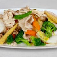 Chicken With Mixed Vegetables (Steamed) · 時菜雞片 — Steamed, not fried. Available with choice of sauce, on the side ($1.25) - black bean,...