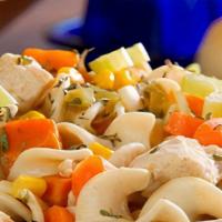 Homemade Chicken Soup · Just like mom used to make. You get to choose from noodles or rice to go with this staple! S...