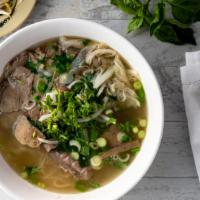 Beef Combo · Rice noodles Served in Pho broth with variety of sliced beef briskets, shank, tripe, tendon,...