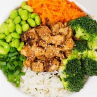 Southeast Bowl · Your choice of rice and protein served with broccoli, edamame, shredded carrots, scallions, ...