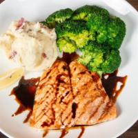 Fresh Salmon · Your choice of plain broiled, blackened, teriyaki, or balsamic glazed.. Served with your cho...