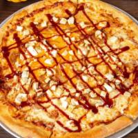 Lg Bbq Chicken · BBQ sauce, grilled chicken, caramelized onions, mozzarella and provolone blend cheese.